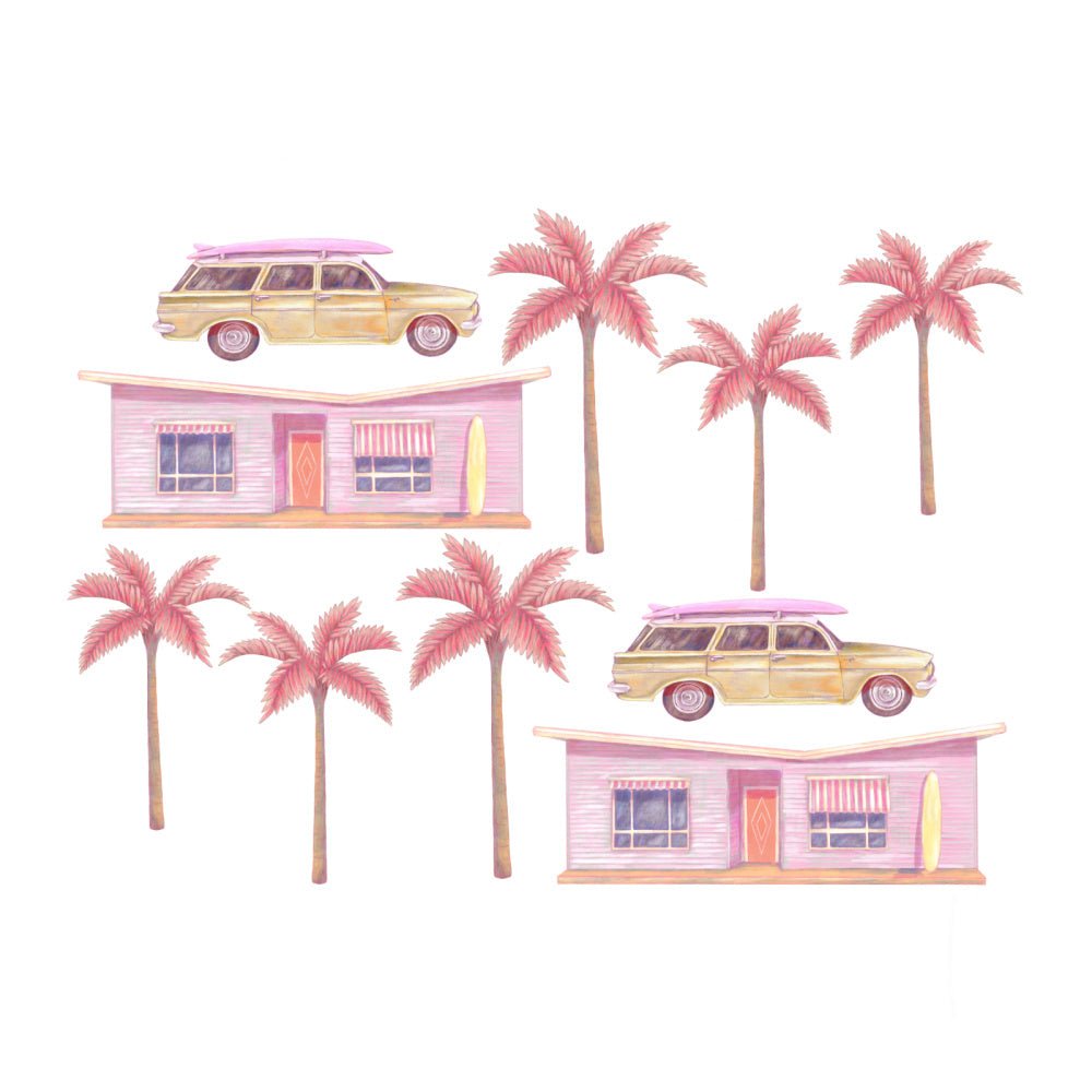 Retro Australian Beach Shack Wall Decals - Green - Wondermade