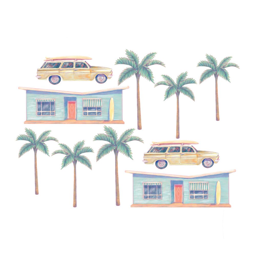 Retro Australian Beach Shack Wall Decals - Green - Wondermade